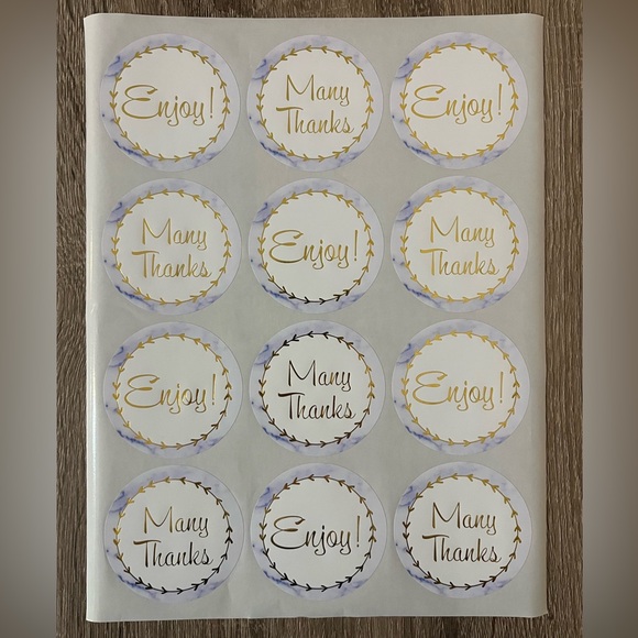 Other - (24) 2.5” Mixed Sayings Enjoy! & Many Thanks Round Stickers